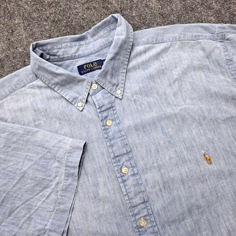 Polo Ralph Lauren Men's 3XB Light Blue Chambray Short Sleeve Button Down Shirt